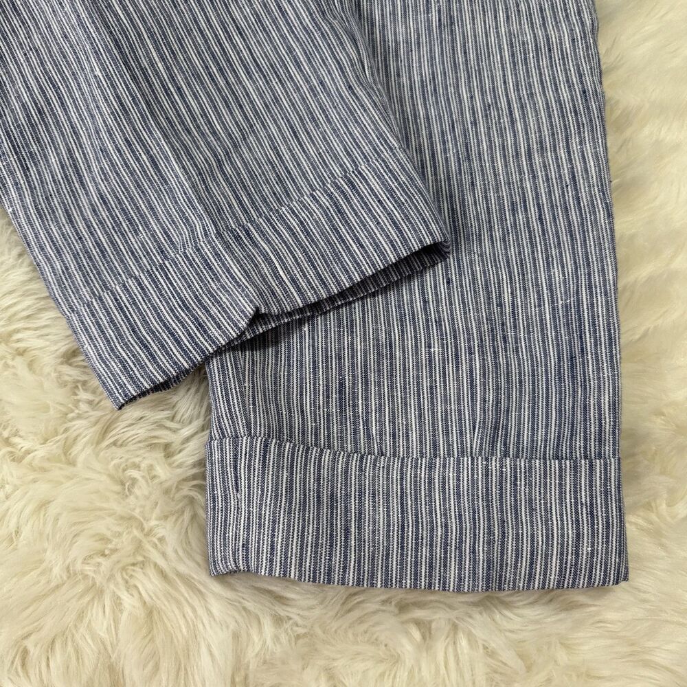 Claramonte Ankle Crop Pants 40 US 8 (29x25.5) Blue Pinstripe Pleat Cuffed Womens - Picture 5 of 9